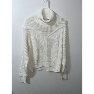Pretty Little Thing women's L sweater cream Fisherman chunky cable knit boxy
